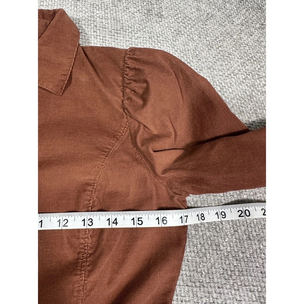 Gap Dress Womens XS Saddle Brown Corduroy Puff Sleeve Mini Button Front - Picture 4 of 9